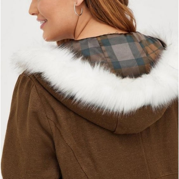 Torrid Outlander Coat Fur Tweed Riding Coat Jacket 0 - Picture 5 of 15